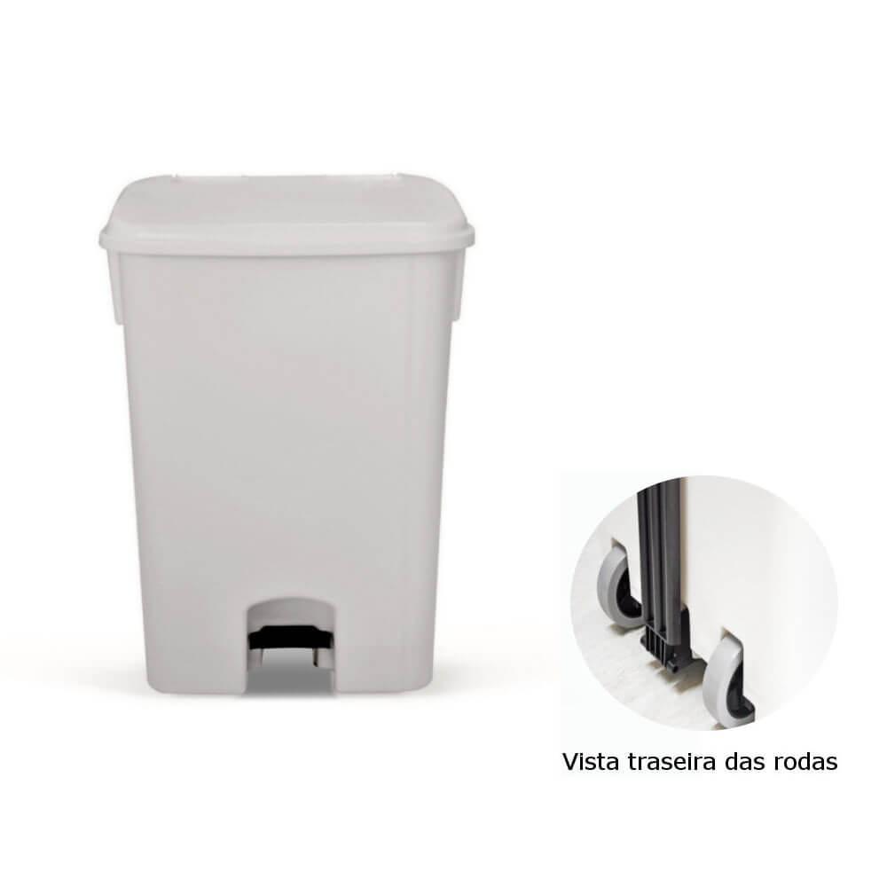 COLETOR DE PEDAL COM RODAS – 100L ( BRANCO )