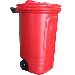 LIXEIRA CILÍNDRICA COM RODAS – 120 LTS ( VERMELHO )