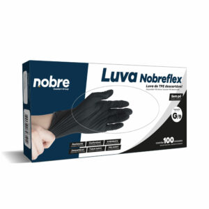 LUVA DESCARTÁVEL TPE SEM PÓ ( G ) ( PRETO ) C/100 UNID – NOBREFLEX NOBRE
