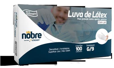 Luva latex com pó proteção contra agentes quim. c/100un. (exceto saude) “G/9”