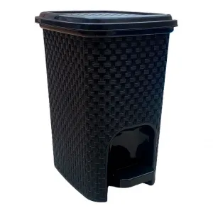 LIXEIRA RATTAN PRETO COM TAMPA – 7L