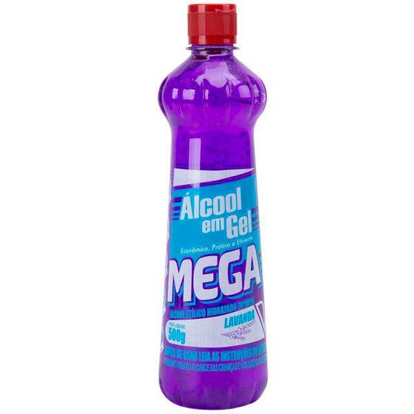 ÁLCOOL GEL MEGA 70° INPM DOMESTICO ( LAVANDA ) – 500G