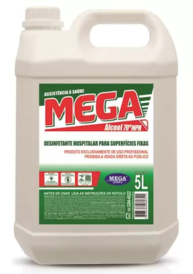 ÁLCOOL LIQ MEGA 70° INPM GALÃO PROFISSIONAL – 5L