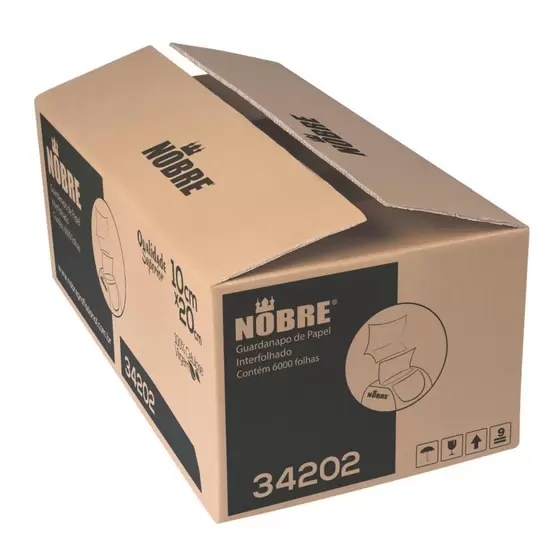 GUARDANAPO DE PAPEL INTERF. 10X20CM F. SIMPLES C/6000 FLS.(CELULOSE VIRGEM) PS – NOBRE