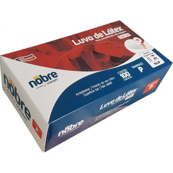LUVA LATEX COM PÓ PARA PROCED. NÃO CIRURGICO  (  P  )  C/ 100 UNID. – NOBRE