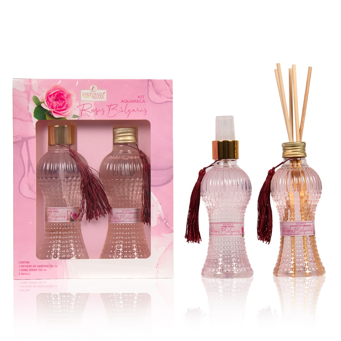 Kit Aquarela ( Rosa Bulgaras ) – ( Difusor De Aromas 150ml + Home Spray 150ml)