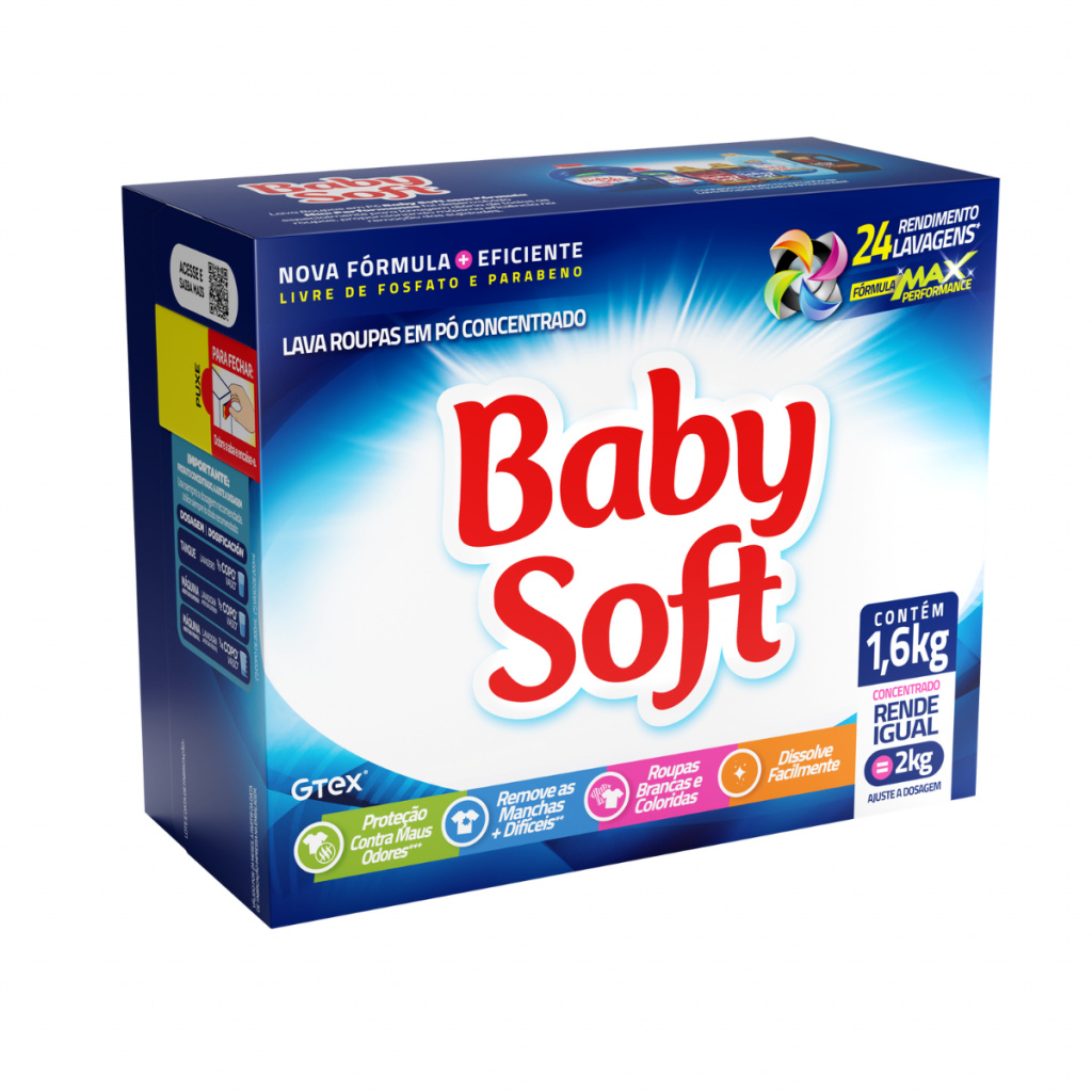 Lava Roupas em pó Baby Soft Concentrado Cartucho – 1,6kg