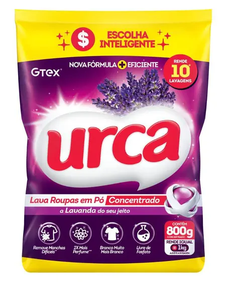 Lava Roupas Pó Concentrado Urca Lavanda Sachê – 800g