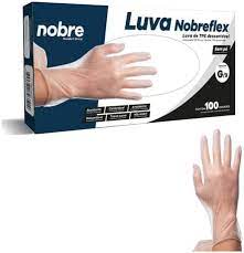Luva TPE Sem Pó Descartável Transparente ( G ) com 100und – Nobre