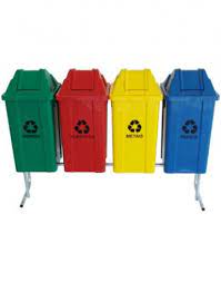 CONJUNTO 04 LIXEIRAS – 100 LTS COM SUPORTE EM AÇO ( VERMELHO, AZUL, VERDE, AMARELO)