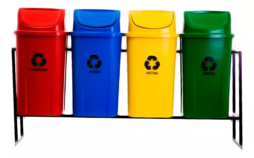 CONJUNTO 4 LIXEIRA BASCULANTE – 60 LITROS ( COM ESTRUTURA AMARELO, AZUL, VERMELHO, VERDE, MARROM) )