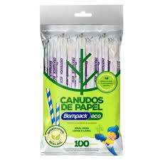 CANUDO DE PAPEL BOMPACK SACHE BRANCO / AZUL 8MM C/COM