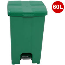 LIXEIRA PLASTICA QUADRADO 60L C/PEDAL SACO C\3 VERDE