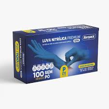 LUVA NITRILICA PREMIUM S/PO AZUL P(7)