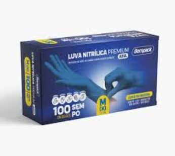 LUVA NITRILICA  S/PO  PREMIUM AZUL M(8)