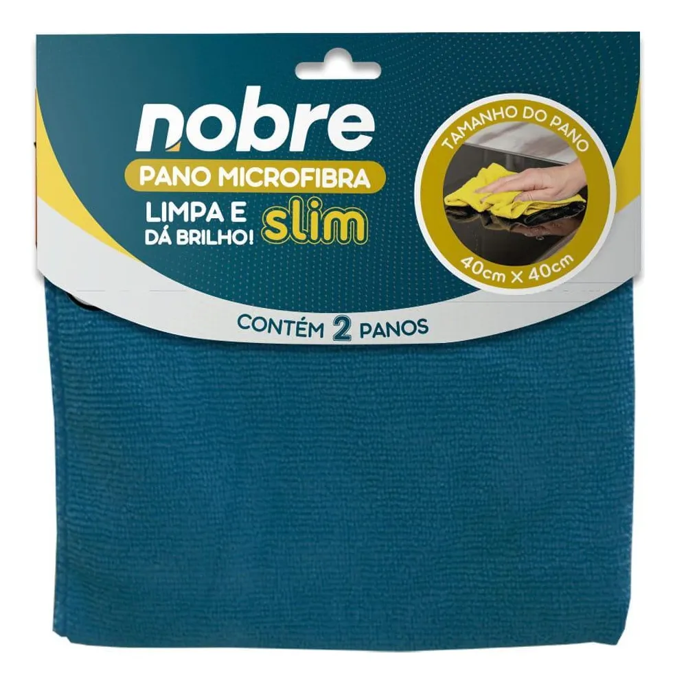 PANO DE MICROFIBRA 40X40 CM PACOTE C/2UN AZUL SLIM