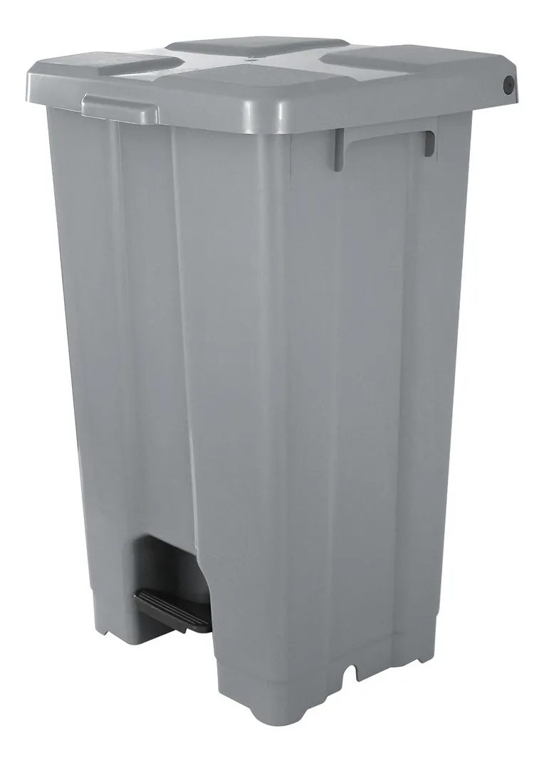 LIXEIRA PLAST QUADRADO 60L  C/PEDAL SACO COM C/3 CINZA