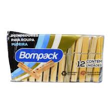 PREDENDOR DE ROUPAS MADEIRA BOMPACK C/12 UN