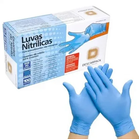 LUVA DE NITRILO  AZUL USO GERAL TAM G C/100 UN