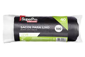 SACO DE LIXO PLASTICO 40 L LEVE 1X10X100