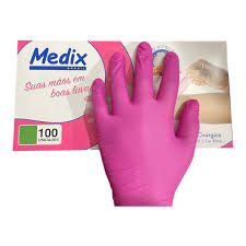 LUVA DE NITRILO  ROSA USO GERAL TAM G C/100UN