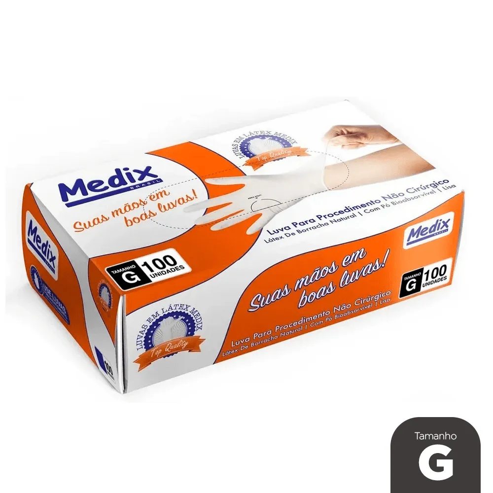 LUVA LATEX NAO SAUDE S/PO TAM G 100 UN
