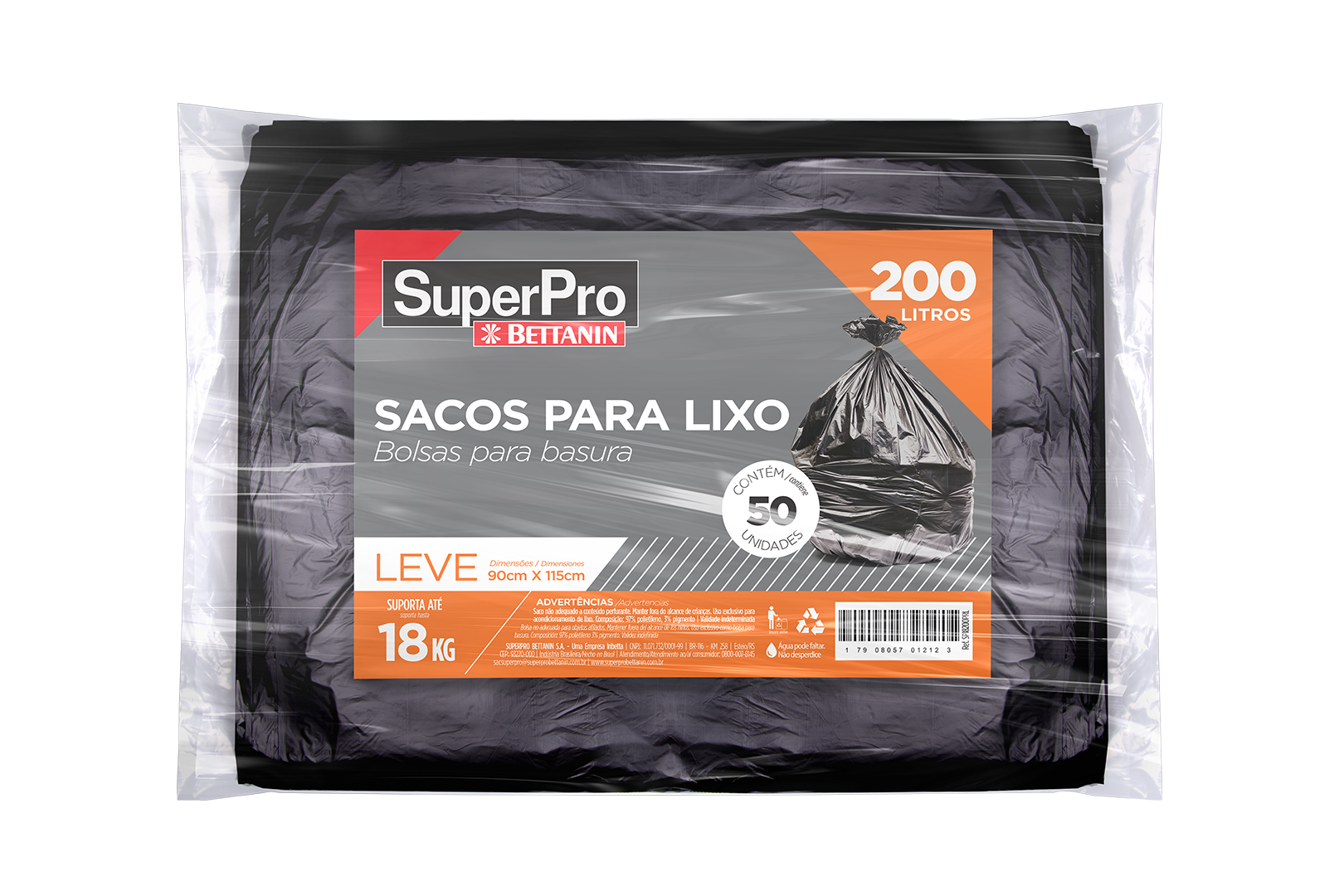 SOCO DE LIXO PLASTICO 200L LEVE SUPERPRO 1X1X50