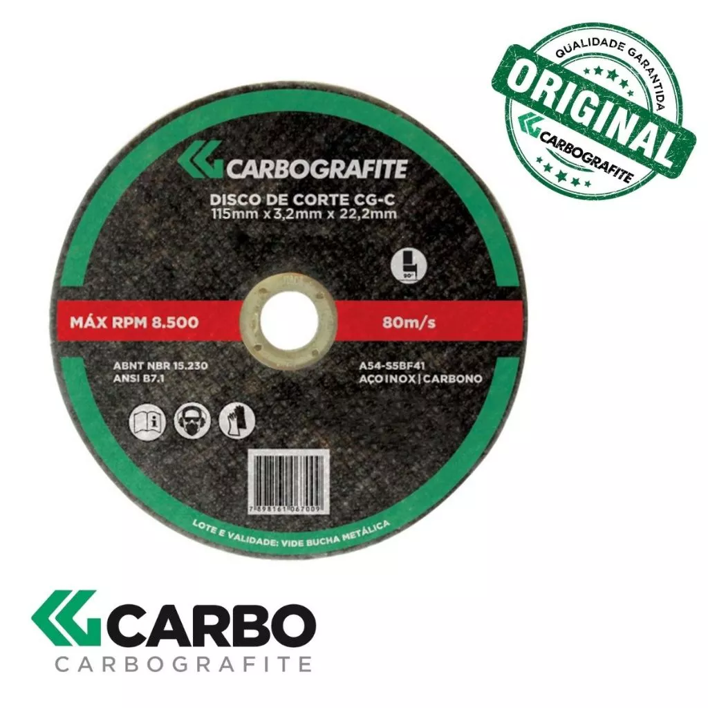 DISCO DE CORTE CG-C – AÇO METAIS  115 X 3,2 X 22,2MM – CARBOGRAFITE