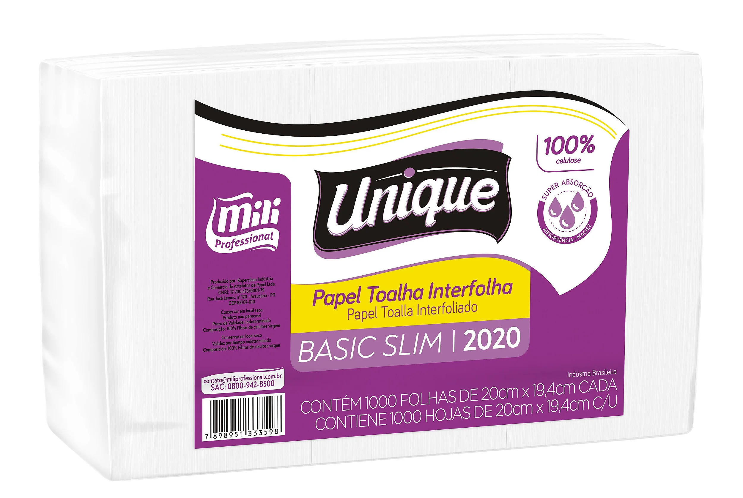 PAPEL INTERFOLHA UNIQUE BASIC SLIM 17G 19,4CMX20CM 1000FLS – MILI
