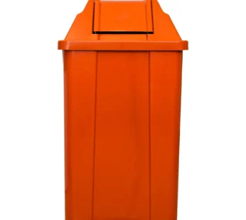 LIXEIRA QUADRADA 100L C/TP VAI VEM – LARANJA -JSN