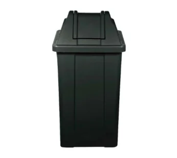 LIXEIRA QUADRADA 100L C/TP VAI VEM – PRETO-JSN