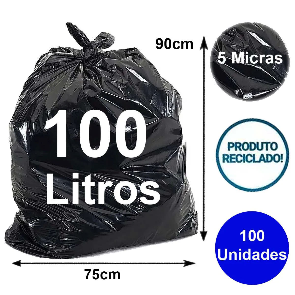 SACO DE LIXO 100L – PRETO – 75X90 – DONAPACK