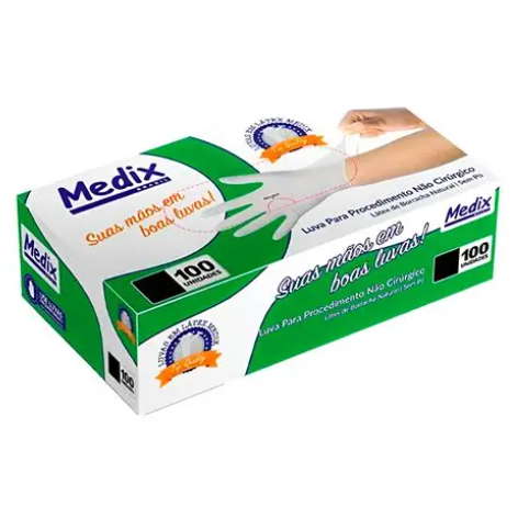 LUVA PROCEDIM LÁTEX S/PÓ TAM -M- 100UNI – MEDIX