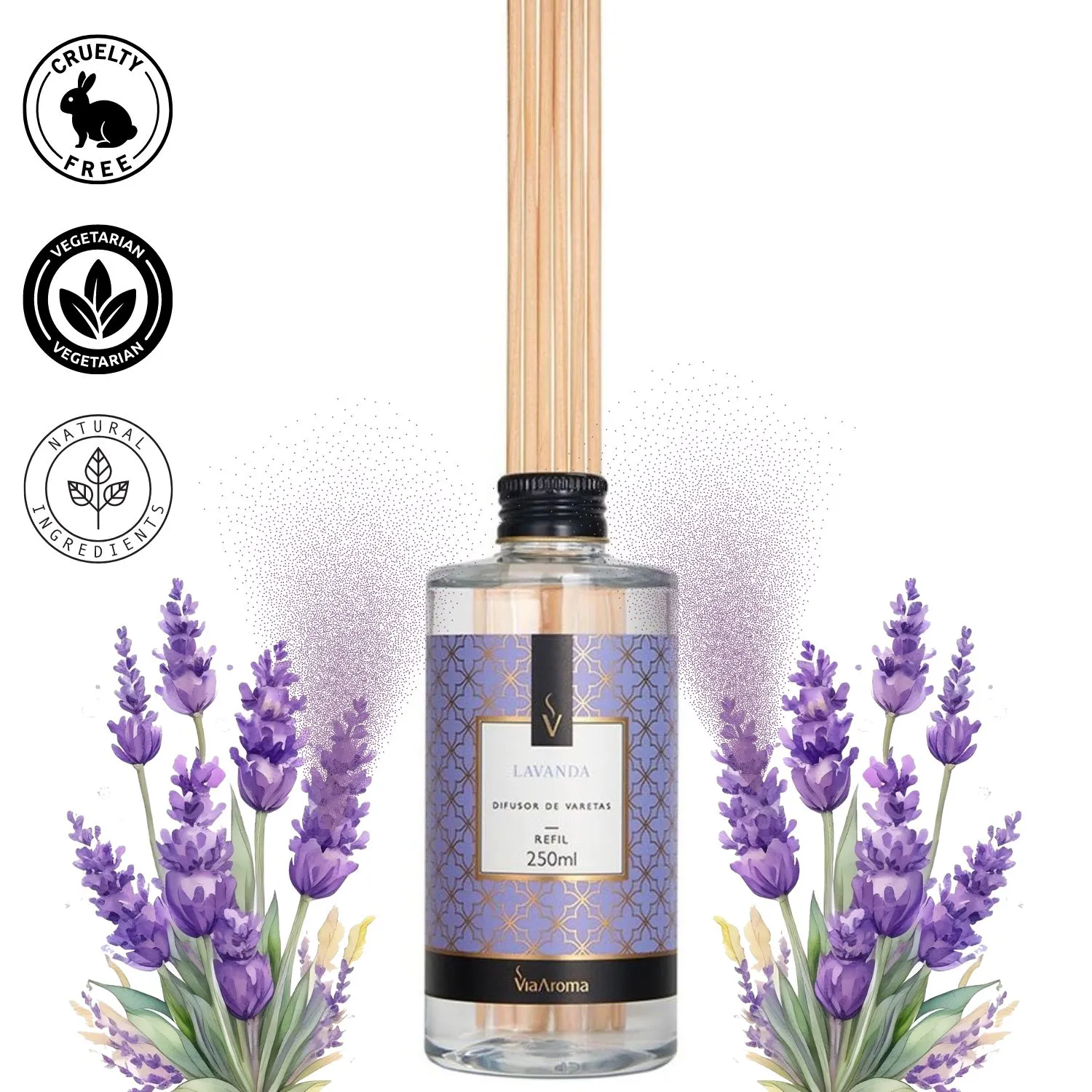 REFIL 250ML DIF. DE VARETAS CLASSICA LAVANDA – VIA AROMA